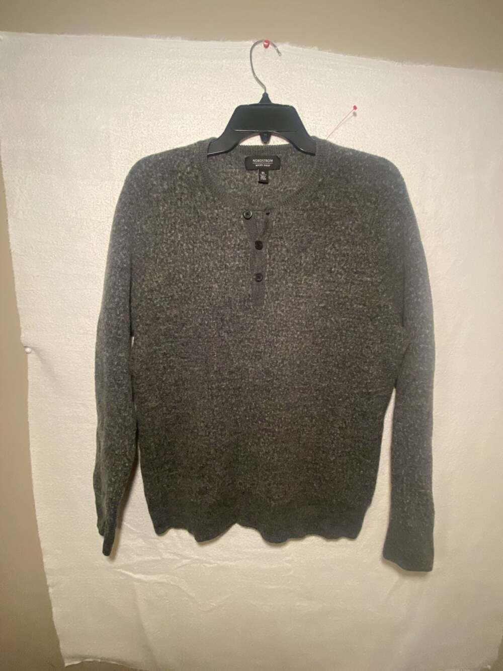 Nordstrom Men's Shop Gray Marled Merino Wool Blend Henley Sweater